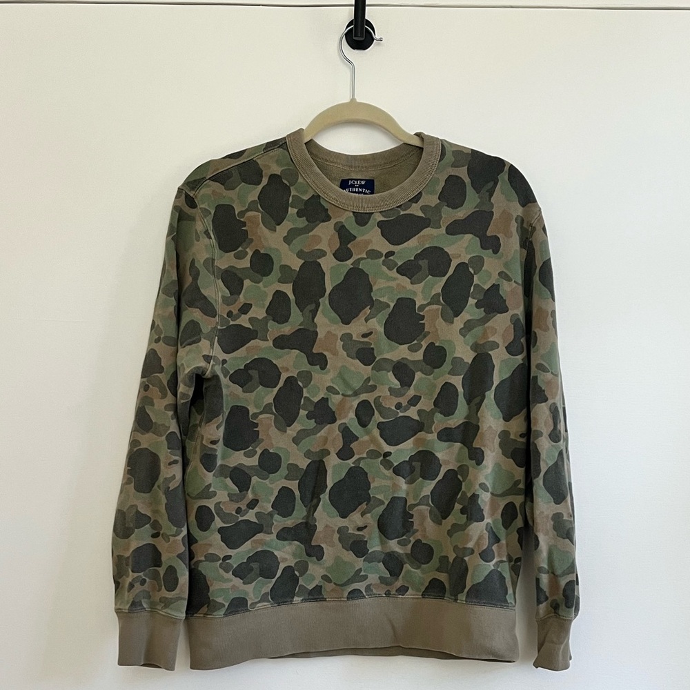 J. Crew Green Camouflage Crewneck Sweater